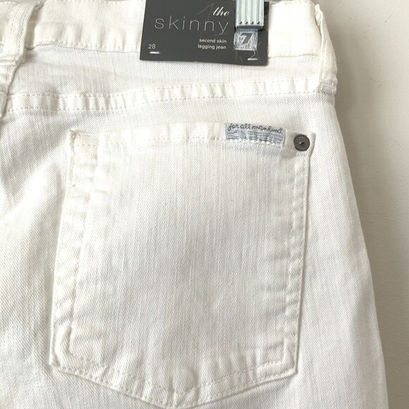 7 for All Mankind The Skinny Second Skin Legging Jeans White 28 - Picture 7 of 7